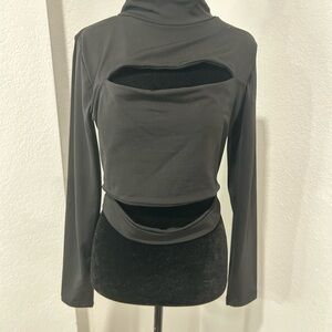 Black Cut-Out Long Sleeve Top